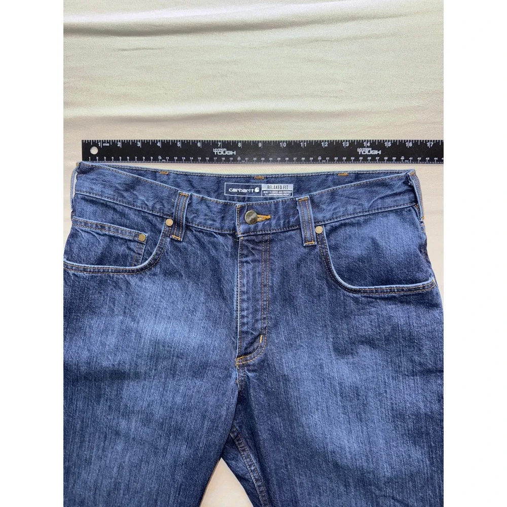 Carhartt Relaxed Fit Jeans Mens 34x30 Dark Wash Blue Denim BD5119-M Straight Leg